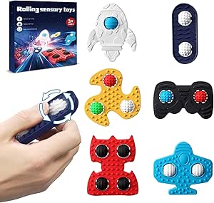 Fidget Toys Set 6er – Handschmeichler & Anti-Stress Spielzeug für Kinder, ADHS Sensorikspielzeug aus Silikon mit Handkreisel & Roller, leise für Schule, Klassenraum & Reise, ab 3 Jahren
